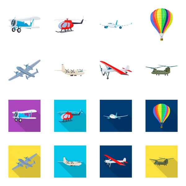 Diseño vectorial de plano y símbolo de transporte. Colección de plano y cielo icono vectorial para stock . — Vector de stock