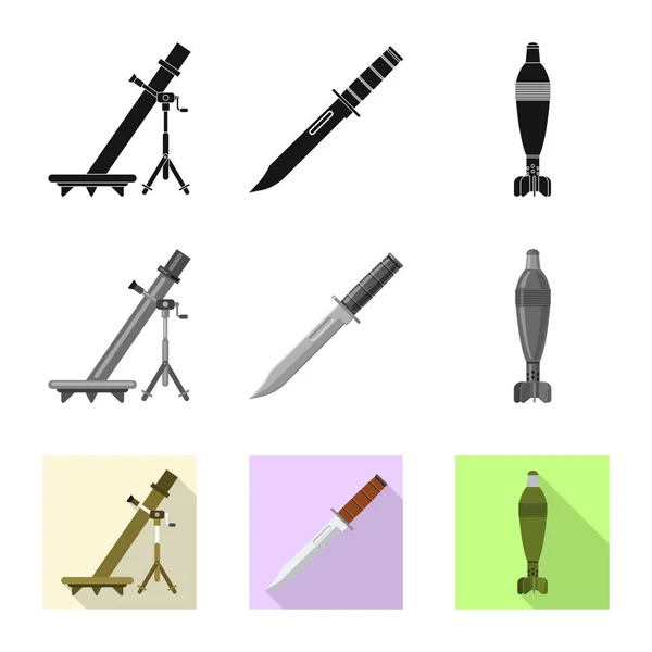 Vektor-Illustration von Waffe und Waffensymbol. Set von Waffen und Armee-Vektor-Symbol für Aktien. — Stockvektor