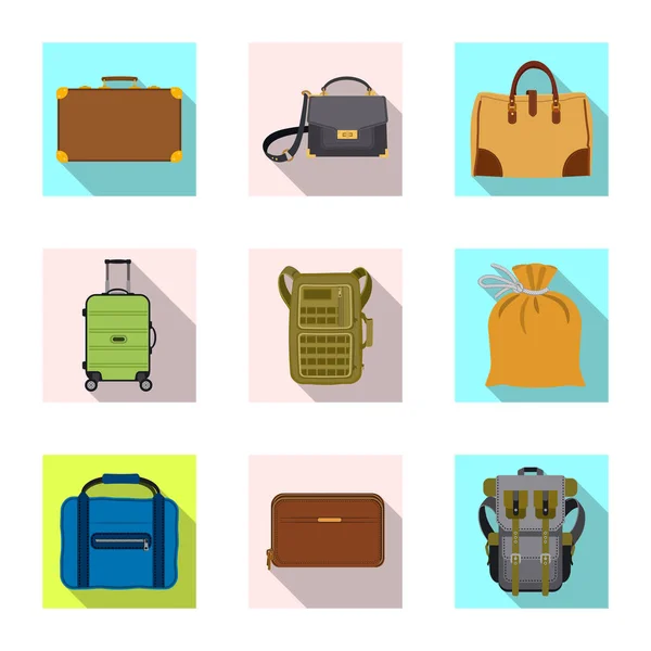 Objeto aislado de maleta y símbolo de equipaje. Colección de maletas y símbolos de viaje para web . — Vector de stock