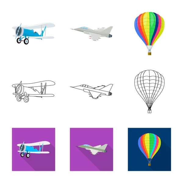 Objet isolé de plan et icône de transport. Ensemble d'illustration vectorielle plan et ciel . — Image vectorielle