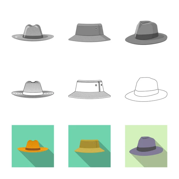 Ilustração vetorial de chapéus e ícones de boné. Coleção de chapéus e acessórios ilustração vetorial . — Vetor de Stock
