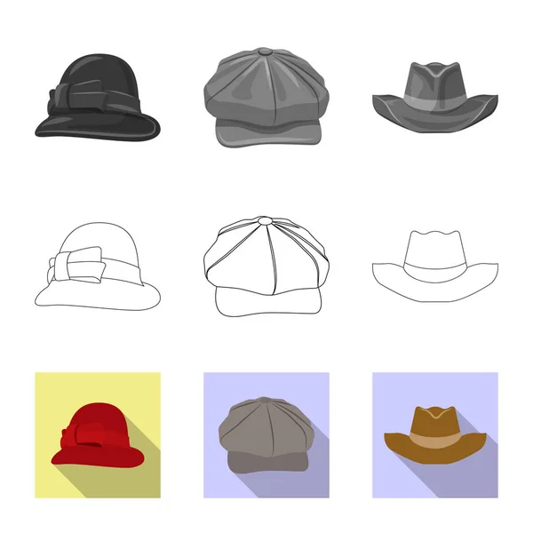 Illustration vectorielle du couvre-chef et du symbole du chapeau. Collection de couvre-chef et icône vectorielle accessoire pour stock . — Image vectorielle