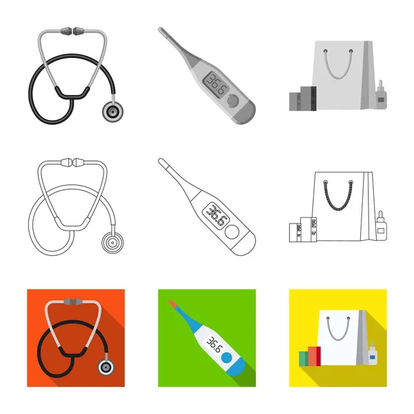 Objeto aislado de farmacia y símbolo del hospital. Colección de la farmacia y el icono de vector de negocio para stock . — Vector de stock