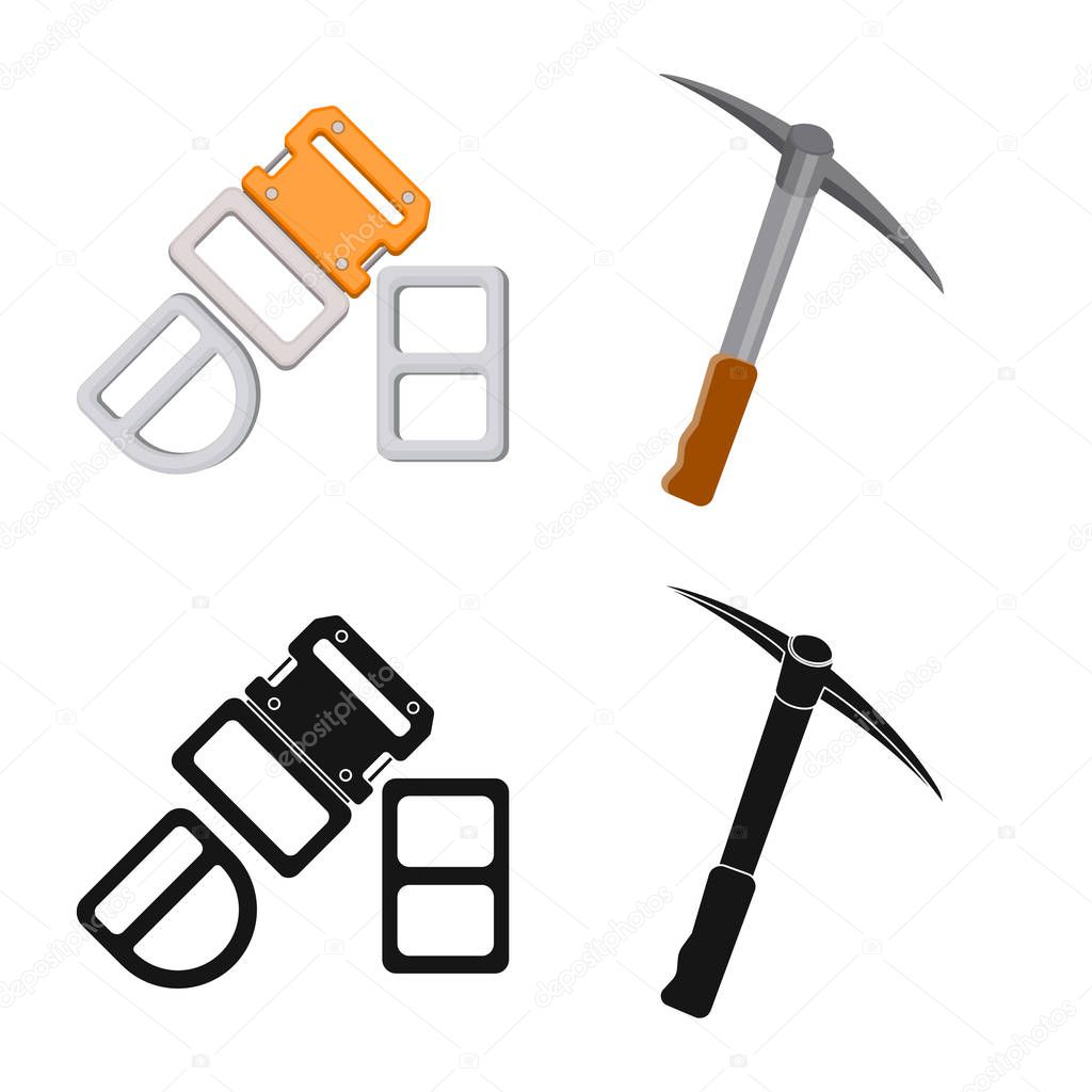 Vector design of mountaineering and peak sign. Collection of mountaineering and camp stock vector illustration.