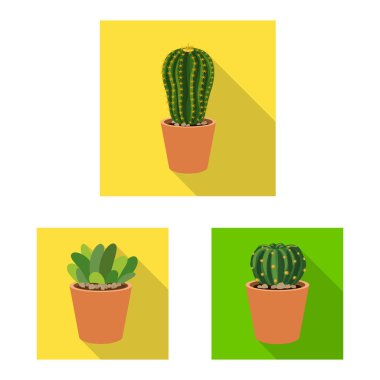 Kaktüs ve pot simge vektör Illustration. Kaktüs ve kaktüsler hisse senedi vektör çizim.