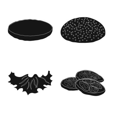 Burger illüstrasyon vektör ve işareti sandviç. Burger ve dilim hisse senedi vektör çizim seti.