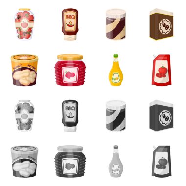 Can ve gıda sembolü yalıtılmış nesne. Hisse senedi için can ve paket vektör simge topluluğu.