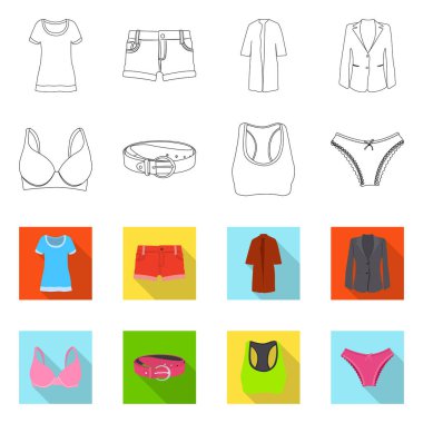 Kadın ve giyim simge vektör tasarımı. Kadın ve giyim hisse senedi simgesi için web topluluğu.