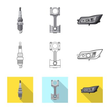 Otomatik ve bölümü simge vektör tasarımı. Oto, araba hisse senedi simgesi için web topluluğu.