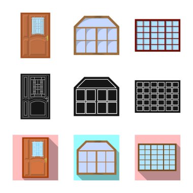 Kapı ve ön logo vektör Illustration. Kapı ve ahşap hisse senedi simgesi için web topluluğu.