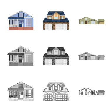 Vektör bina ve açık örnek sembolü. Bina ve çatı vektör simgesini hissenin koleksiyonu.