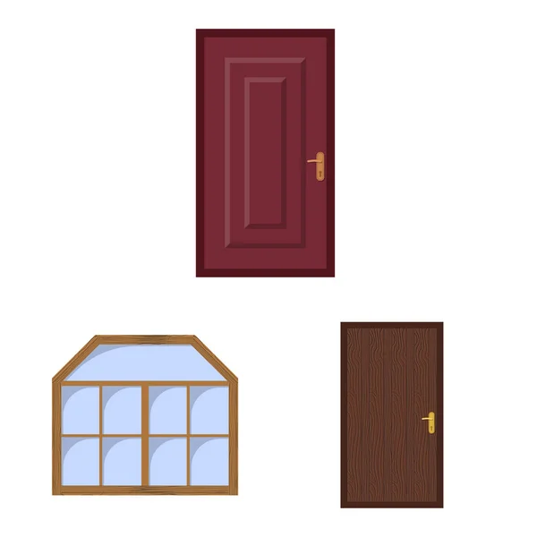 Векторная иллюстрация двери и переднего логотипа. Набор дверных и деревянных векторных значков для склада . — стоковый вектор