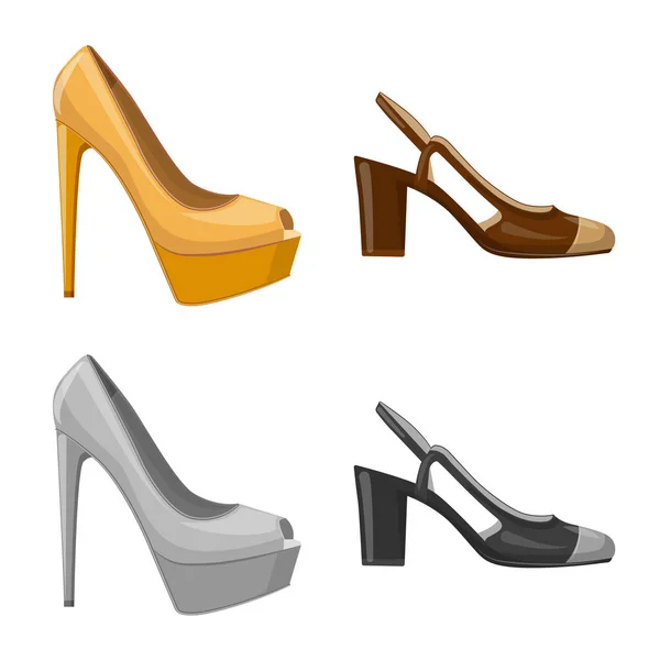 Vector design cipő és nő ikon. Gyűjteménye cipő és láb vektor ikon készlet. — Stock Vector