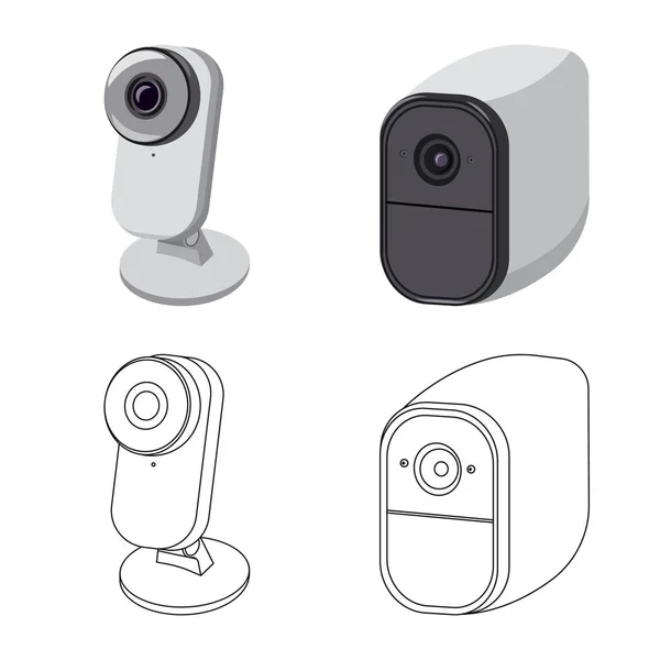 Elkülönített objektum cctv és kamera logó. Cctv és rendszer tőzsdei szimbólum a web gyűjteménye. — Stock Vector