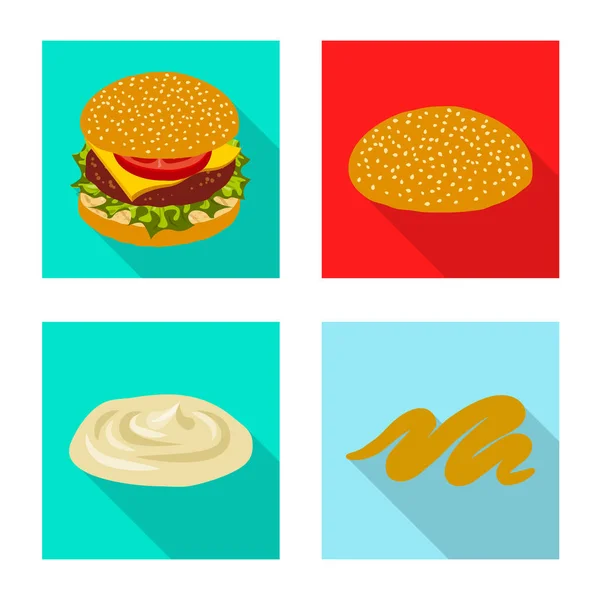 Isolerade objekt av burger och sandwich-ikonen. Samling av burgare och skiva aktiesymbol för webben. — Stock vektor