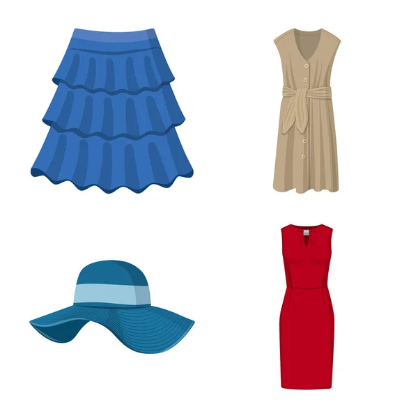 Illustrazione vettoriale della donna e logo dell'abbigliamento. Collezione di donna e usura stock vettoriale illustrazione . — Vettoriale Stock