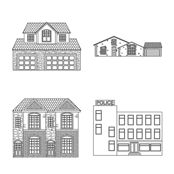 Vector design of building and front logo. Collection of building and roof vector icon for stock. — Stock Vector