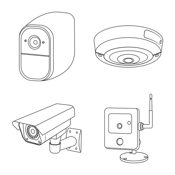 Objeto isolado de cctv e ícone de câmera. Coleção de cctv e sistema de ilustração vetor estoque . — Vetor de Stock