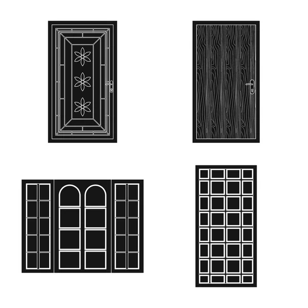 Illustration vectorielle de la porte et du panneau avant. Ensemble de porte et icône vectorielle en bois pour stock . — Image vectorielle