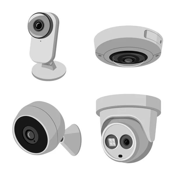 Geïsoleerde object van cctv en camera icoon. Aantal cctv en systeem voorraad vectorillustratie. — Stockvector