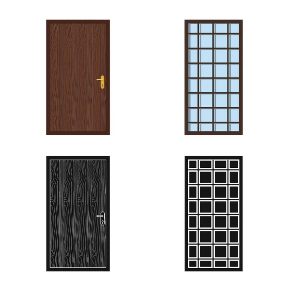 Conception vectorielle de la porte et du panneau avant. Collection de porte et illustration vectorielle en bois . — Image vectorielle