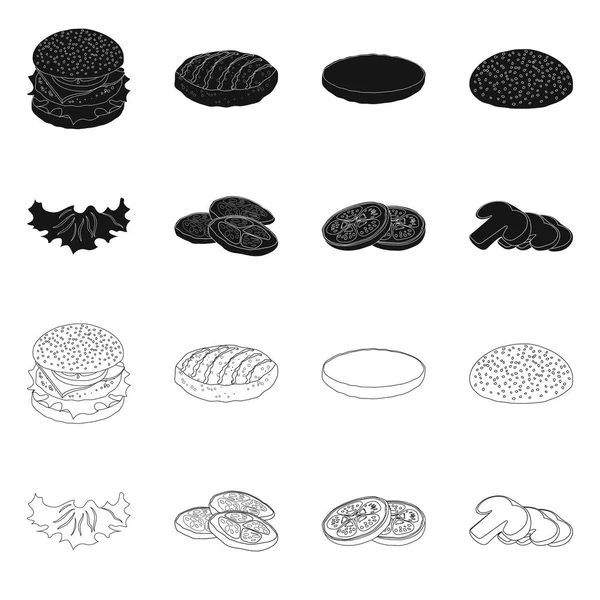 Design vettoriale di hamburger e logo sandwich. Raccolta di illustrazione vettoriale di hamburger e fette . — Vettoriale Stock