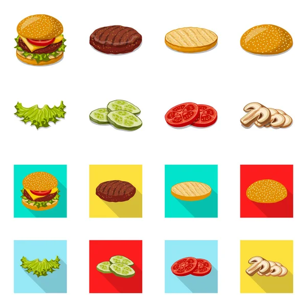 Diseño vectorial de hamburguesa y logo sándwich. Colección de hamburguesas y rebanadas vector ilustración . — Vector de stock