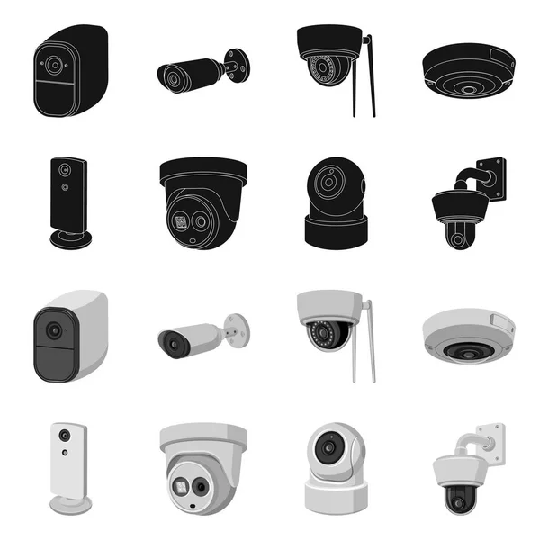 Vector illustration of cctv and camera symbol. Set of cctv and system vector icon for stock. — Stock Vector