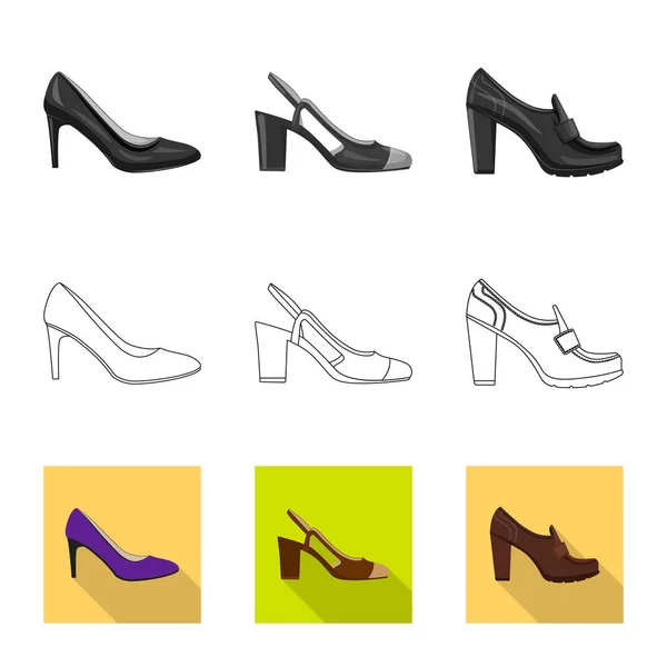 Vector design cipő és nő logó. Gyűjteménye cipő és láb vektor stock illusztráció. — Stock Vector