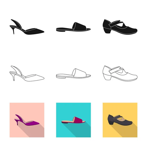 Vector design of footwear and woman icon. Set of footwear and foot vector icon for stock. — Stock Vector