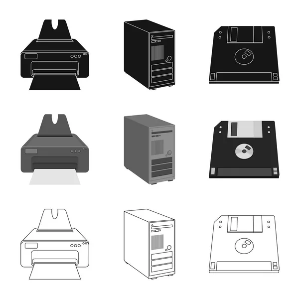 Illustration vectorielle de l'ordinateur portable et du symbole de l'appareil. Collection d'icône vectorielle pour ordinateur portable et serveur pour stock . — Image vectorielle