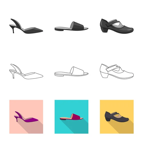Design vettoriale di calzature e icona donna. Serie di calzature e piedi stock illustrazione vettoriale . — Vettoriale Stock
