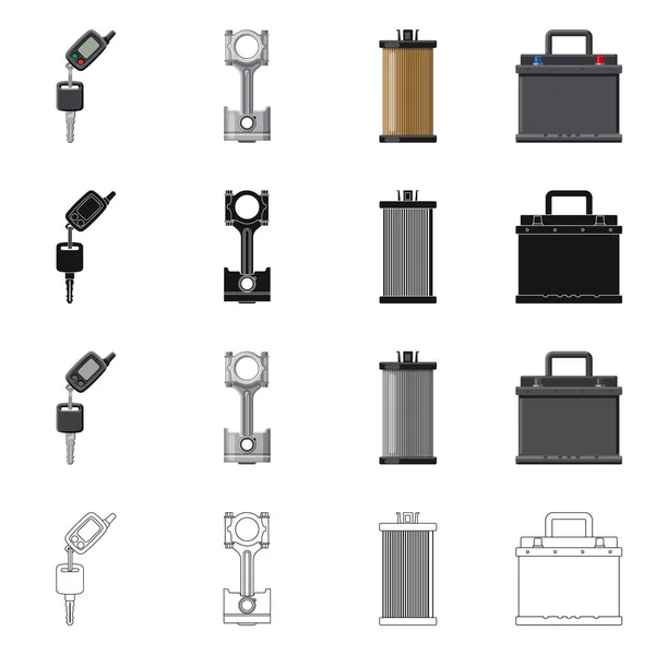 Vektor illustration av auto och del tecken. Samling av auto och bil lager vektorillustration. — Stock vektor