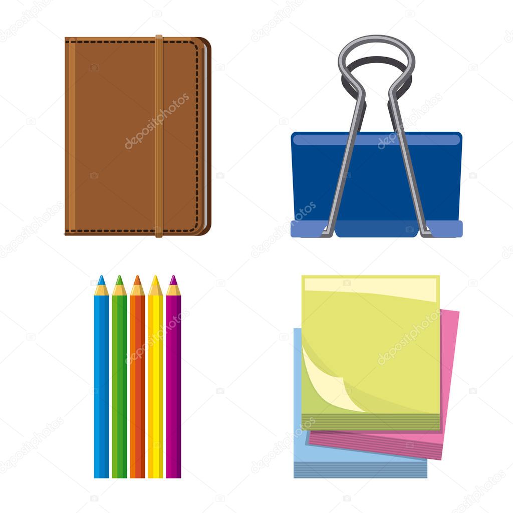 Vector illustration of office and supply logo. Collection of office and school stock symbol for web.