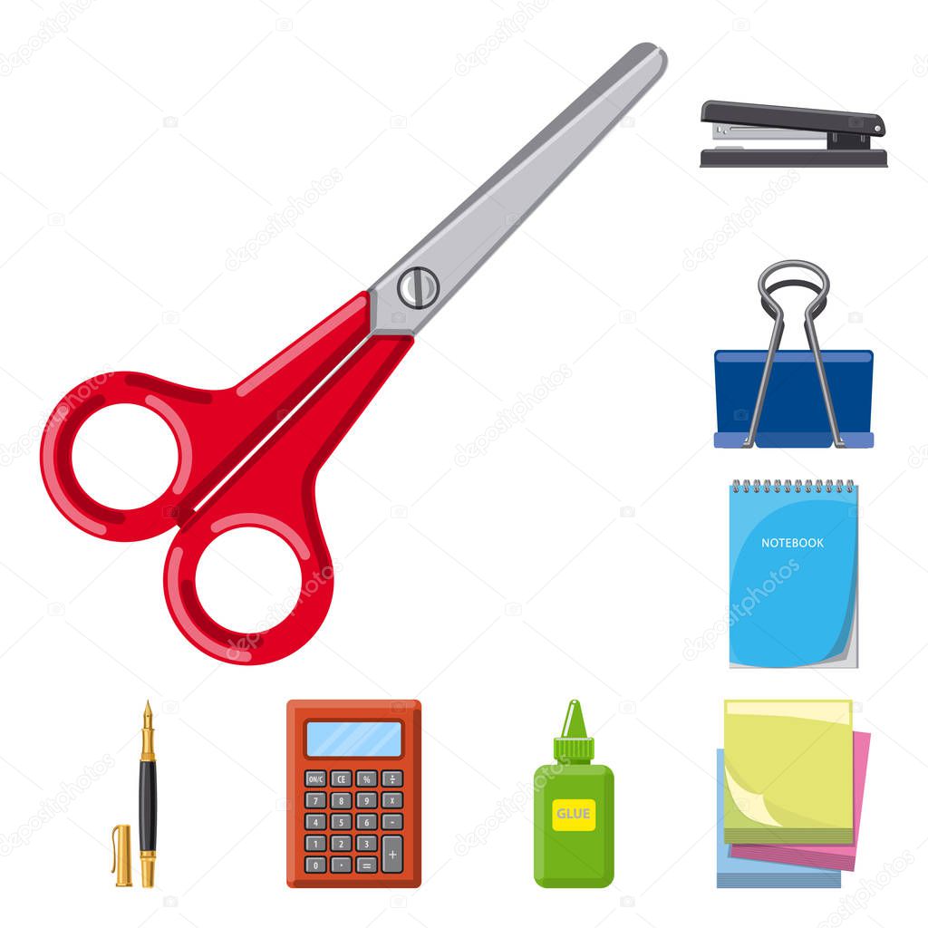 Vector illustration of office and supply logo. Set of office and school stock vector illustration.