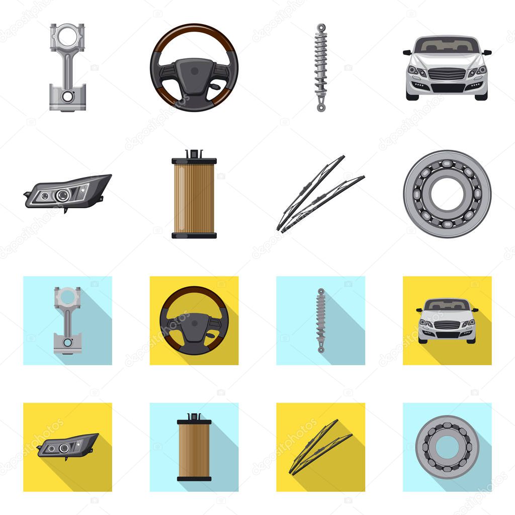 Vector design of auto and part logo. Set of auto and car stock symbol for web.
