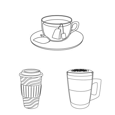 İçki ve bar sembolü yalıtılmış nesne. İçki ve parti hisse senedi vektör çizim seti.