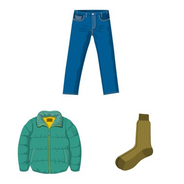 Adam ve giyim simgesi yalıtılmış nesne. Adam ayarla ve vektör simge stok giyim.