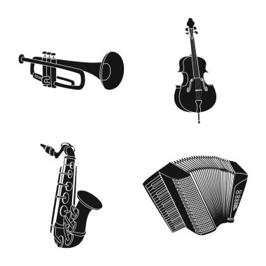 Müzik ve şarkı simge vektör Illustration. Web için müzik ve aracı hisse senedi simgesi kümesi.