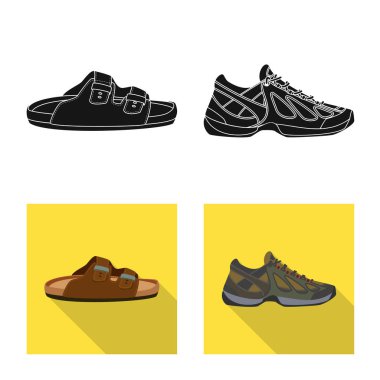 Ayakkabı ve ayakkabı logo vektör Illustration. Ayakkabı ayarla ve stok vektör çizim ayak.