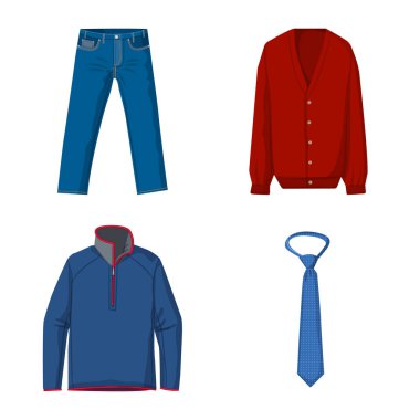 Adam ve giyim simgesi yalıtılmış nesne. Adam ve aşınma vektör simgesini hissenin topluluğu.