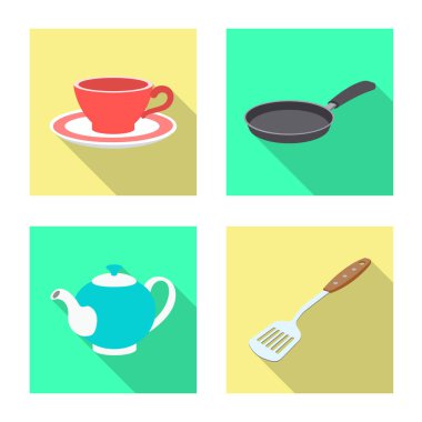 İllüstrasyon işareti mutfak ve aşçı, vektör. Hisse senedi için mutfak ve cihazı vektör simge topluluğu.