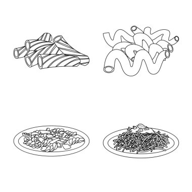 Makarna ve karbonhidrat simge vektör Illustration. Hisse senedi için makarna makarna ve vektör simge kümesi.