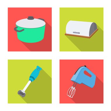 Mutfak ve yemek logo vektör tasarımı. Web için mutfak ve cihaz hisse senedi simgesi kümesi.