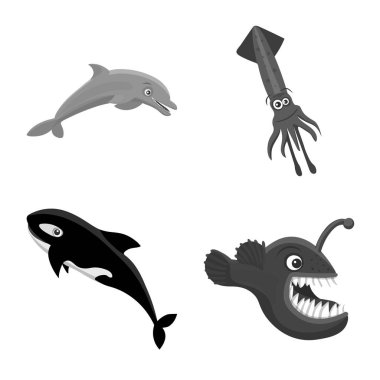 Deniz ve hayvan işareti vektör çizimi. Deniz ve deniz hisse senedi vektör çizim.