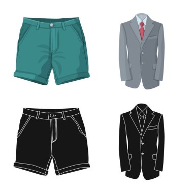 Adam ve giyim simge vektör çizimi. Adam ayarla ve web için hisse senedi simgesi giymek.