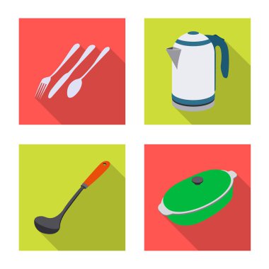 Mutfak ve yemek logo vektör Illustration. Mutfak ve cihaz hisse senedi vektör çizim seti.