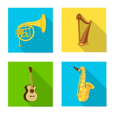 Müzik ve şarkı simge vektör Illustration. Web için müzik ve aracı hisse senedi simgesi kümesi.