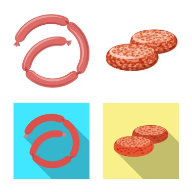 Eti ve jambon logo vektör tasarımı. Et ve hisse senedi için pişirme vektör ikon koleksiyonu.