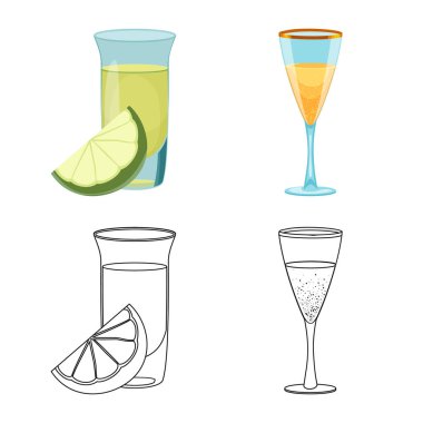 İçki ve bar simge vektör tasarımı. Web için içki ve parti hisse senedi simgesi kümesi.